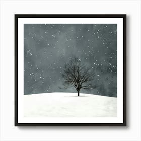 Lone Tree In Snow Art Print