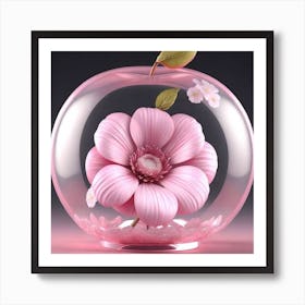 Pink Flower In A Glass Ball Art Print