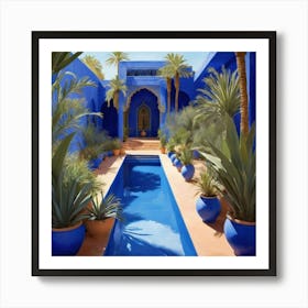 Jardin Majorelle Morocco Modern Blue Illustration art print 1 Art Print