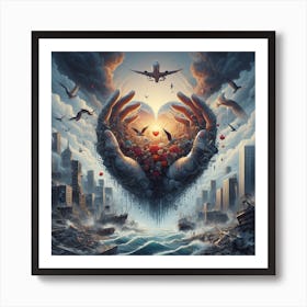 Distruction to hope and love Art Print