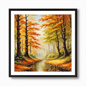 Forest In Autumn In Minimalist Style Square Composition 94 Art Print