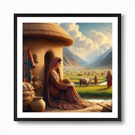 village woman Art Print