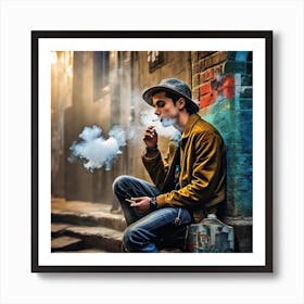 Man Smoking A Cigarette 2 Art Print