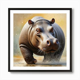 Hippo Playing in Water Art Print