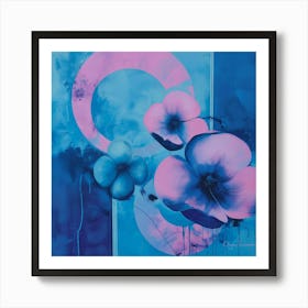 Deep blue abstract flowers Art Print