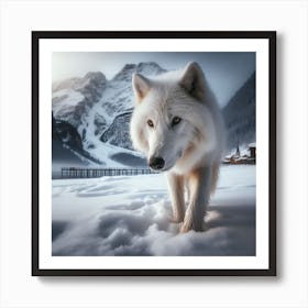 White Wolf In The Snow Art Print
