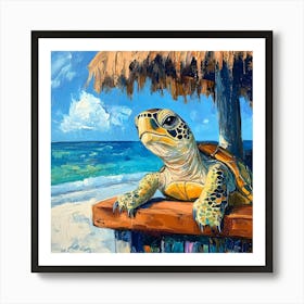 Sea Turtle At The Beach Bar 3 Art Print