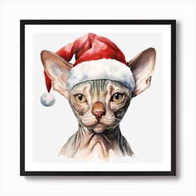 Sphynx Cat In Santa Hat 7 Art Print