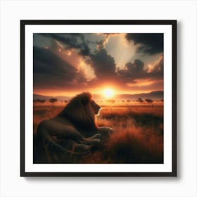 Lion At Sunset Art Print