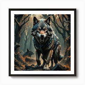 wolf in the woods Art Print