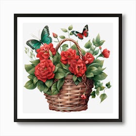 Roses In A Basket Art Print