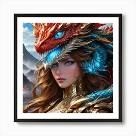 Girl With A Dragon hjj Art Print