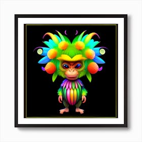 A 3d Hd Colorful Creature On A Black Background 9 Art Print