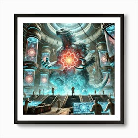 A Sci Fi Scene Depicting An Engineered Behemoth Kaiju Art Print