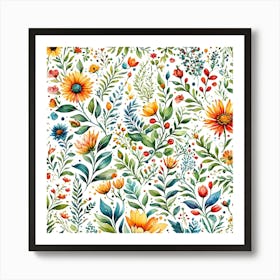 Watercolor Floral Pattern 6 Art Print