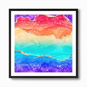 Vibrant Rainbow Glitter Agate Texture 02 Art Print