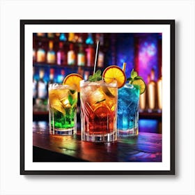 Colorful Drinks In A Bar 1 Art Print