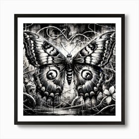 Dark Gothic Grunge Butterfly I Art Print