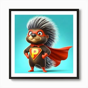 Hedgehog Super Hero Art Print