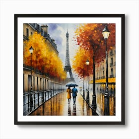 Rainy Day Romance In Paris Art Print