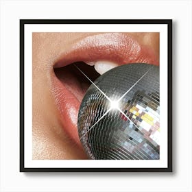 Disco Lollypop Lips SQUARE Art Print