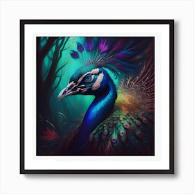 Peacock AI Image Art Print