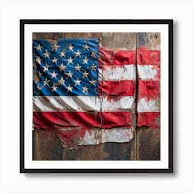 An Aging American Flag Crushed Lightly At The Corners Worn Yet Radiant Against The Passage Of Time (7) Art Print