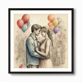 Love And Balloons Art Print