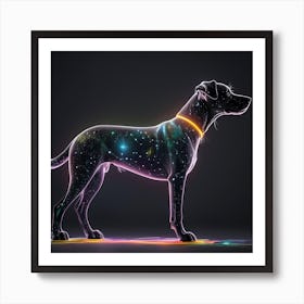 Dog With A Glowing Collar Art Print