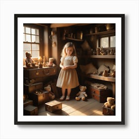 girl in old attic Art Print