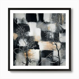 Abstract Trees In A Unique Monochromatic Style Art Print