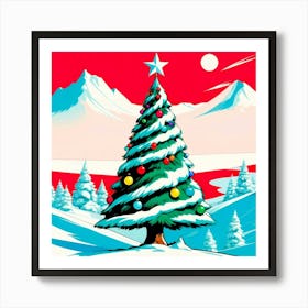 Christmas Tree On North Pole  pop art Art Print