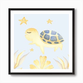 Cute Turtle Square Art Print