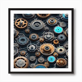 Background Of Gears 9 Art Print