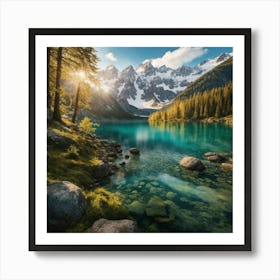 Lake In The Mountains - Charming nature - the beauty of nature Art Print