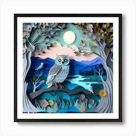 Owl In The Forest 1 Art Print