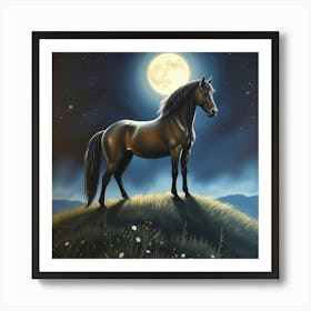 Horse In The Moonlight 26 Art Print