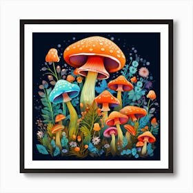 Mushrooms In The Forest 39 Art Print