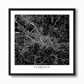 Florence Black And White Map Square Art Print