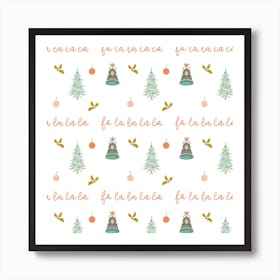 Christmas Tree Pattern White Art Print