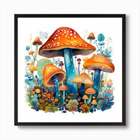 Mushrooms In The Forest 63 Art Print