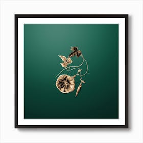 Gold Botanical Male Jalap Flower on Dark Spring Green n.2750 Art Print