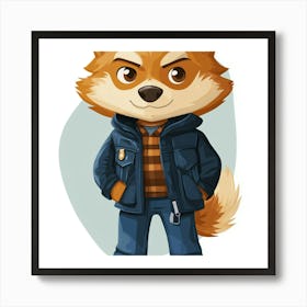 Stylish Fox: A Portrait of Urban Wildlife Chic Art Print