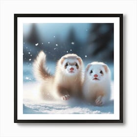 Ferrets In The Snow 1 Poster