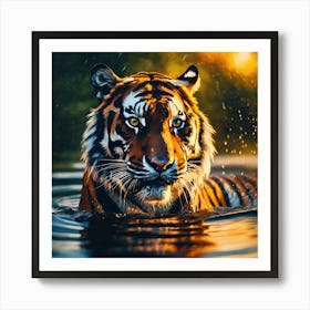 Sunset Rain on Bengal Tiger Art Print