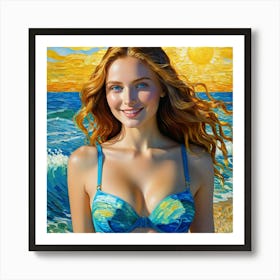 Girl On The Beach gj Art Print