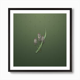 Vintage Meadow Squill Flower Botanical on Lunar Green Pattern n.2326 Art Print