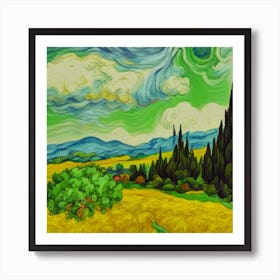 A Wheatfield With Cypresses, Vincent van Gogh Art Print