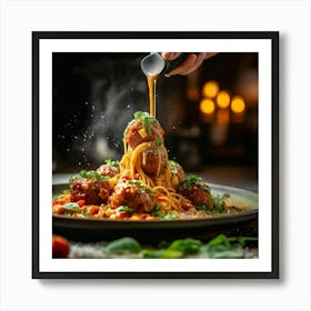 Spaghetti With Meatballs Art Print