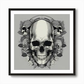 Skull And Roses Art Print